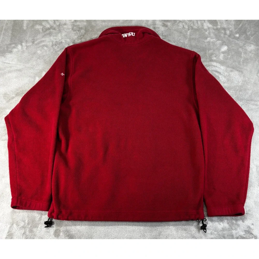 Columbia Fleece Jacket Men L‎ Red WSU Cougars Zip Collegiate Outdoor Gorpcore